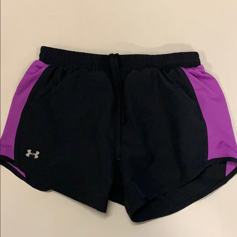 Under armour black and purple athletic shorts